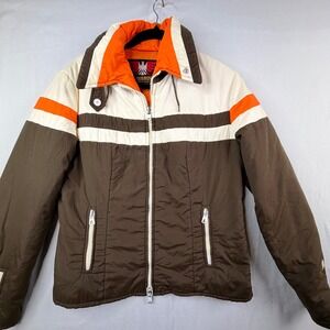Innsbruck Ski Jacket Women S Brown Orange White Stripe Winter Snow Sport Coat